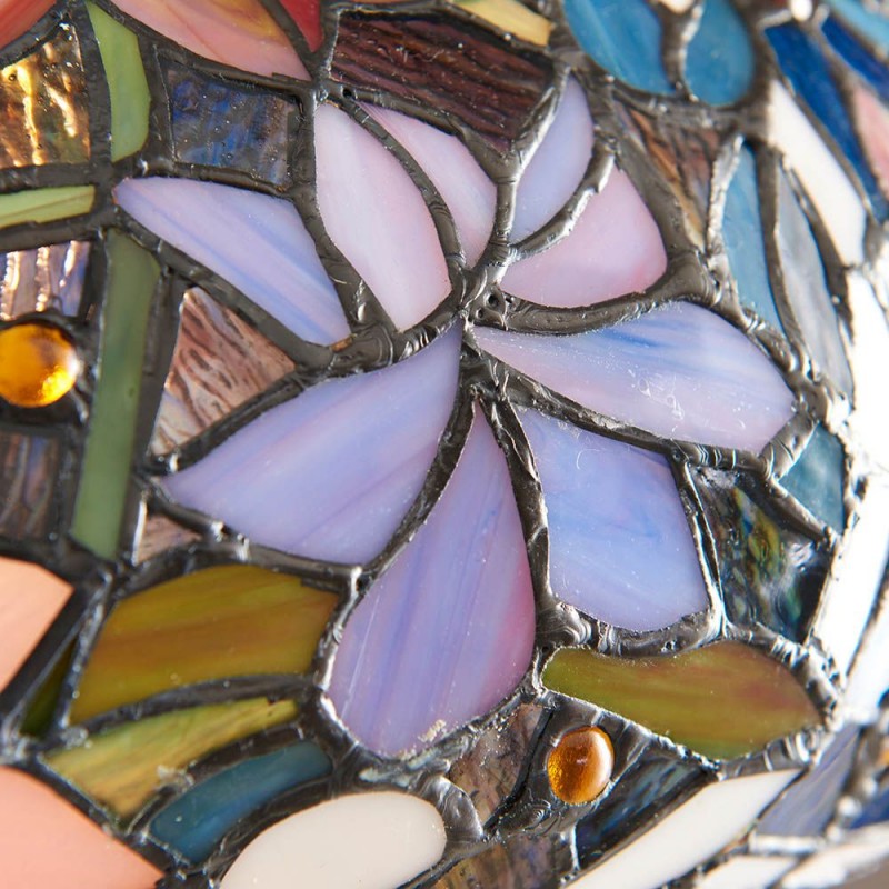 Interiors1900-64323 - Sullivan - Satin Black 2 Light Floor Lamp with Tiffany Glass