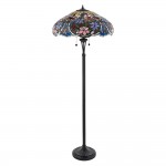 Sullivan - Satin Black 2 Light Floor Lamp with Tiffany Glass