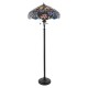 Interiors1900-64323 - Sullivan - Satin Black 2 Light Floor Lamp with Tiffany Glass