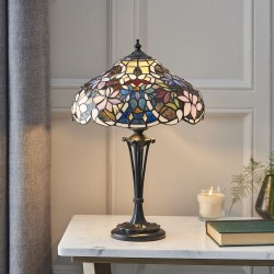 Sullivan - Tiffany Glass & Dark Bronze Small Table Lamp Sullivan - Tiffany Glass & Dark Bronze Small Table Lamp
