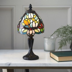 Sylvette - Tiffany Glass & Dark Bronze Mini Table Lamp Sylvette - Tiffany Glass & Dark Bronze Mini Table Lamp