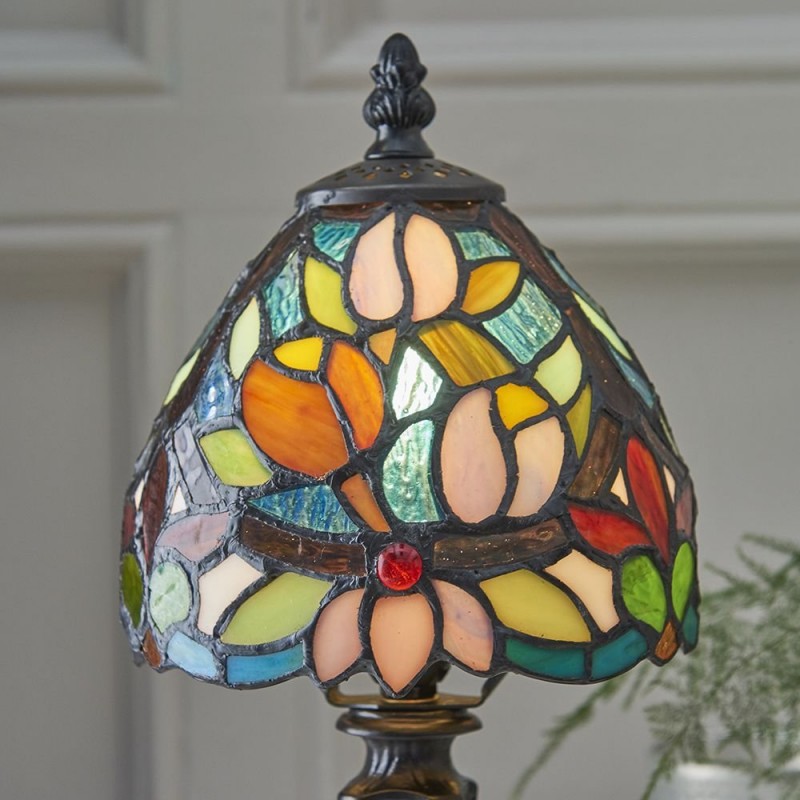 Interiors1900-64246 - Sylvette - Tiffany Glass & Dark Bronze Mini Table Lamp