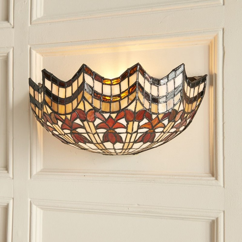 Wall Lights - Vesta - Tiffany Glass & Matt Black Wall Lamp Interiors1900-64378 - Vesta - Tiffany Glass & Matt Black Wall Lamp