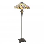 Willow - Satin Black 2 Light Floor Lamp with Tiffany Glass