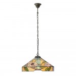Willow - Satin Black 3 Light Pendant with Tiffany Glass