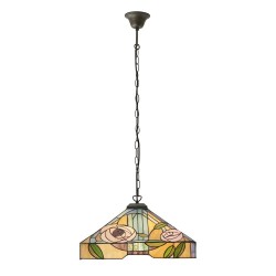 Willow - Satin Black 3 Light Pendant with Tiffany Glass