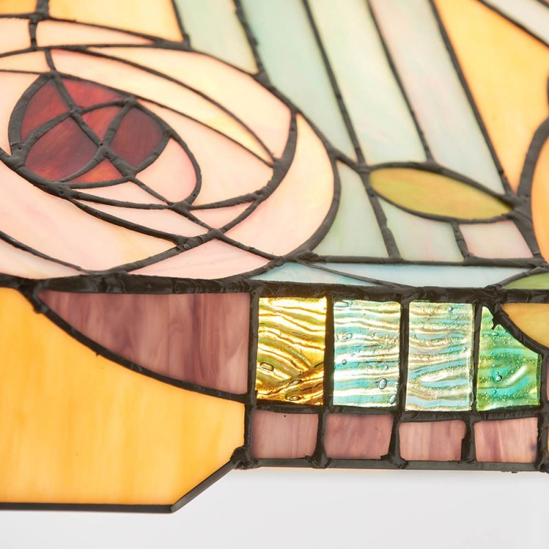 Interiors1900-64384 - Willow - Satin Black 3 Light Pendant with Tiffany Glass