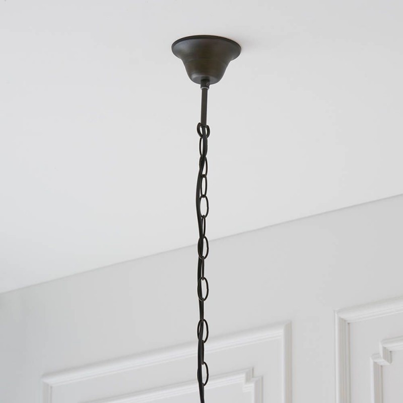 Interiors1900-64384 - Willow - Satin Black 3 Light Pendant with Tiffany Glass