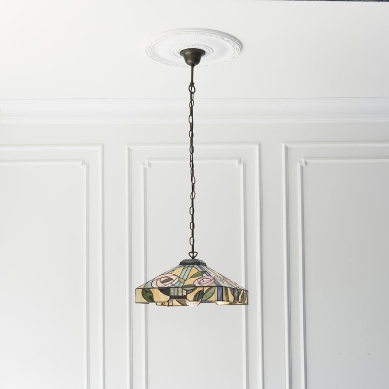 Ceiling Lights - Willow - Tiffany Glass & Dark Bronze Medium Pendant Interiors1900-64385 - Willow - Tiffany Glass & Dark Bronze Medium Pendant