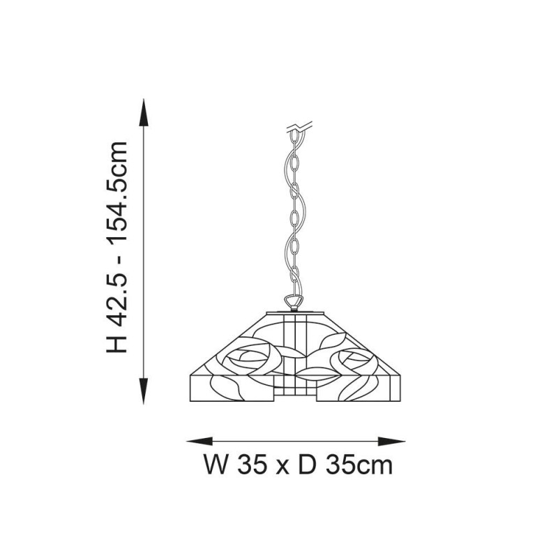 Interiors1900-64385 - Willow - Satin Black Pendant with Tiffany Glass