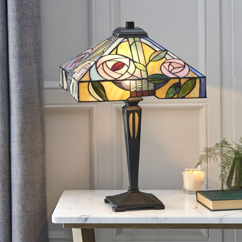 Interiors1900-64387 - Willow - Tiffany Glass & Dark Bronze Medium Table Lamp