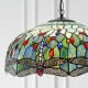 Interiors1900-66148 - Dragonfly - Satin Black 3 Light Pendant with Tiffany Glass