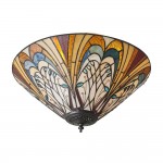 Hector - Satin Black 2 Light Flush with Tiffany Glass
