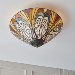 Hector - Satin Black 2 Light Flush with Tiffany Glass