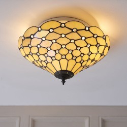 Pearl - Tiffany Glass & Dark Bronze Flush Pearl - Tiffany Glass & Dark Bronze Flush