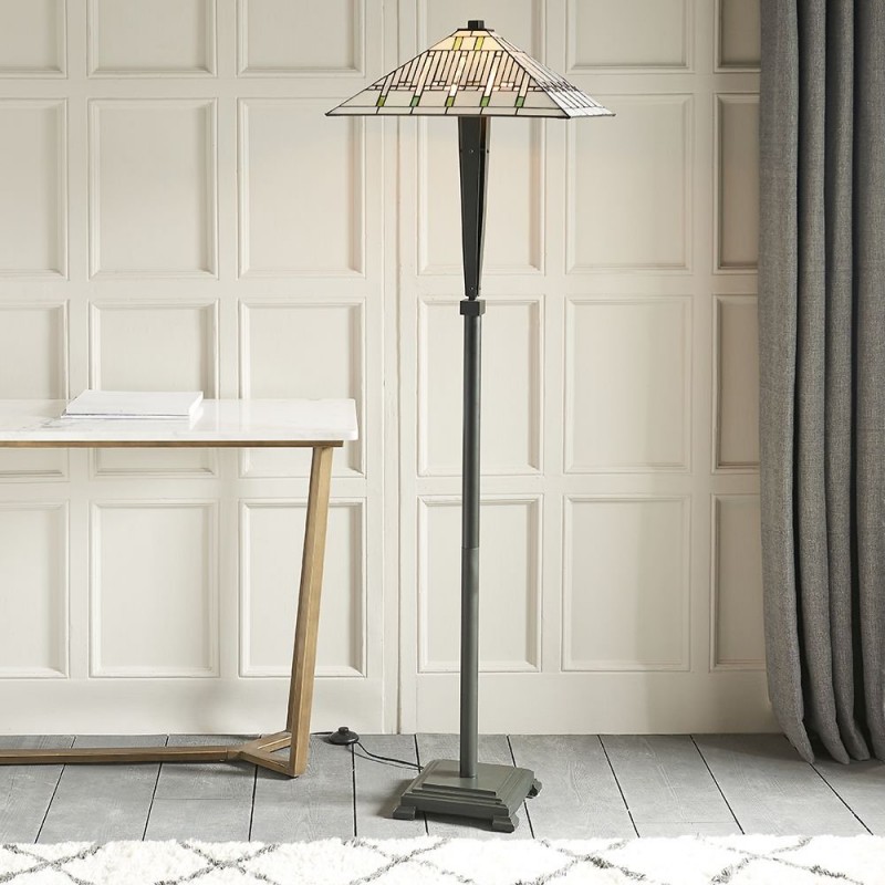 Table & Floor Lamp - Mission - Tiffany Glass & Dark Bronze Floor Lamp Interiors1900-70379 - Mission - Tiffany Glass & Dark Bronze Floor Lamp