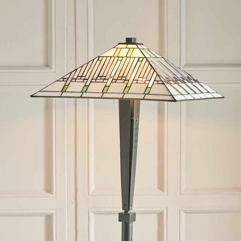 Interiors1900-70379 - Mission - Tiffany Glass & Dark Bronze Floor Lamp
