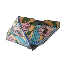 Willow - Satin Black 2 Light Flush with Tiffany Glass