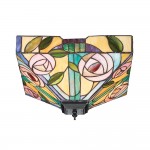 Willow - Satin Black 2 Light Flush with Tiffany Glass