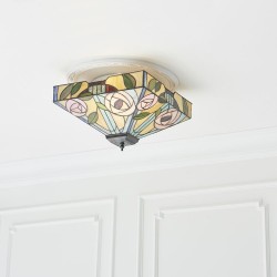 Willow - Satin Black 2 Light Flush with Tiffany Glass