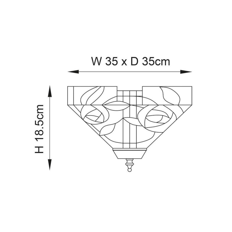 Interiors1900-70699 - Willow - Satin Black 2 Light Flush with Tiffany Glass