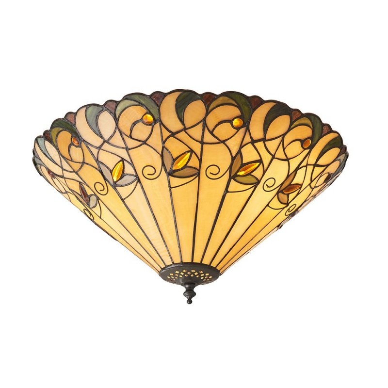 Ceiling Lights - Jamelia - Tiffany Glass & Dark Bronze Medium Flush Interiors1900-70704 - Jamelia - Tiffany Glass & Dark Bronze Medium Flush