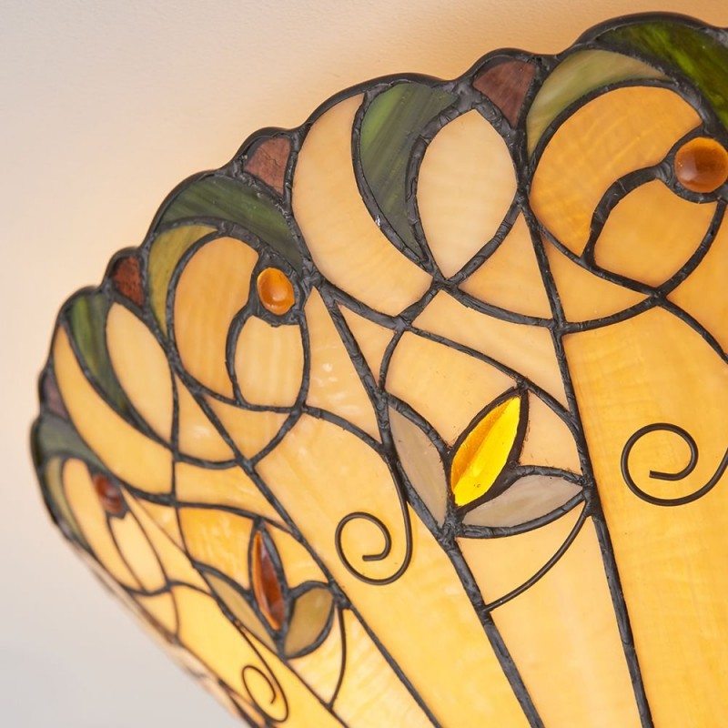 Ceiling Lights - Jamelia - Tiffany Glass & Dark Bronze Medium Flush Interiors1900-70704 - Jamelia - Tiffany Glass & Dark Bronze Medium Flush