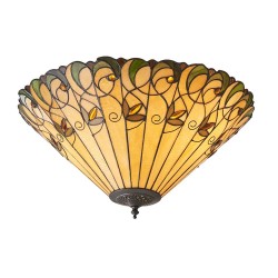 Jamelia - Satin Black 2 Light Semi Flush with Tiffany Glass