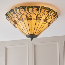 Jamelia - Satin Black 2 Light Semi Flush with Tiffany Glass