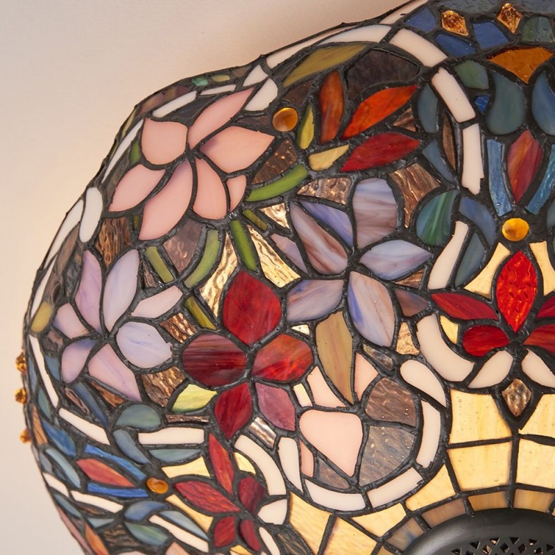 Ceiling Lights - Sullivan - Tiffany Glass & Dark Bronze 2 Light Flush Interiors1900-70709 - Sullivan - Tiffany Glass & Dark Bronze 2 Light Flush