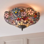 Sullivan - Satin Black 2 Light Flush with Tiffany Glass