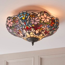 Sullivan - Satin Black 2 Light Flush with Tiffany Glass