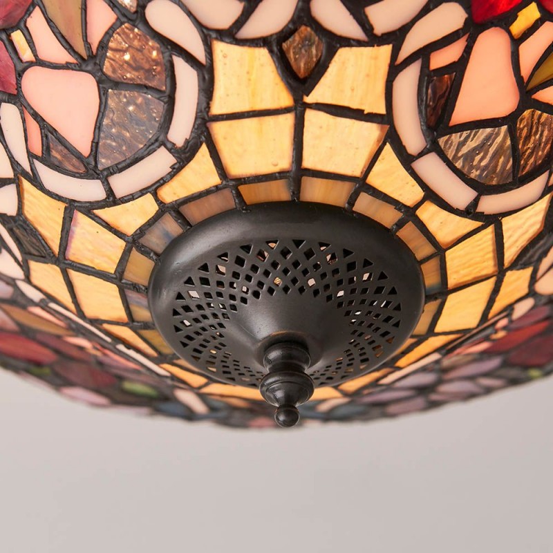 Interiors1900-70709 - Sullivan - Satin Black 2 Light Flush with Tiffany Glass