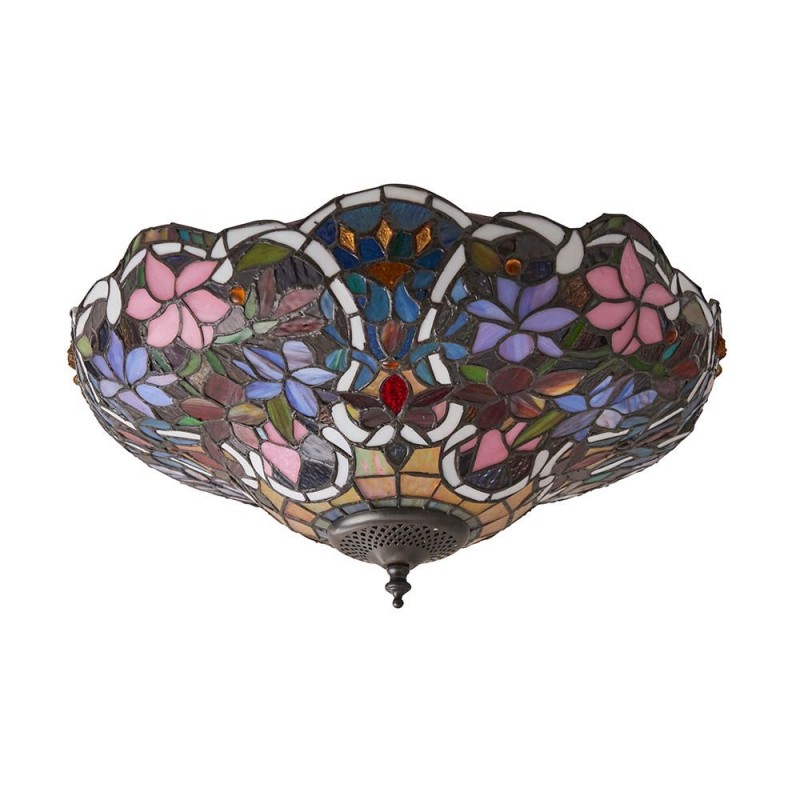 Interiors1900-70709 - Sullivan - Satin Black 2 Light Flush with Tiffany Glass