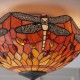 Ceiling Lights - Dragonfly Flame - Tiffany Glass & Dark Bronze Flush Interiors1900-70721 - Dragonfly Flame - Tiffany Glass & Dark Bronze Flush