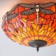 Interiors1900-70721 - Dragonfly Flame - Satin Black 2 Light Flush with Tiffany Glass