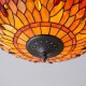 Interiors1900-70721 - Dragonfly Flame - Satin Black 2 Light Flush with Tiffany Glass