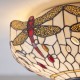 Ceiling Lights - Dragonfly Beige - Tiffany Glass & Dark Bronze Flush Interiors1900-70723 - Dragonfly Beige - Tiffany Glass & Dark Bronze Flush
