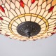Interiors1900-70723 - Dragonfly Beige - Satin Black 2 Light Flush with Tiffany Glass