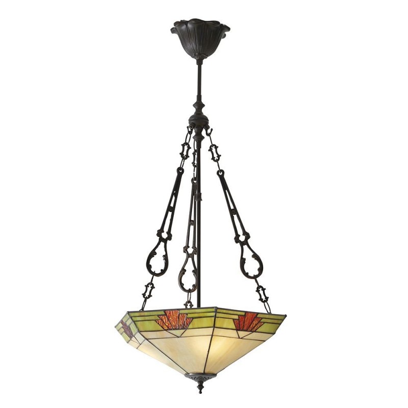 Ceiling Lights - Nevada - Tiffany Glass & Dark Bronze 3 Light Pendant Interiors1900-70739 - Nevada - Tiffany Glass & Dark Bronze 3 Light Pendant