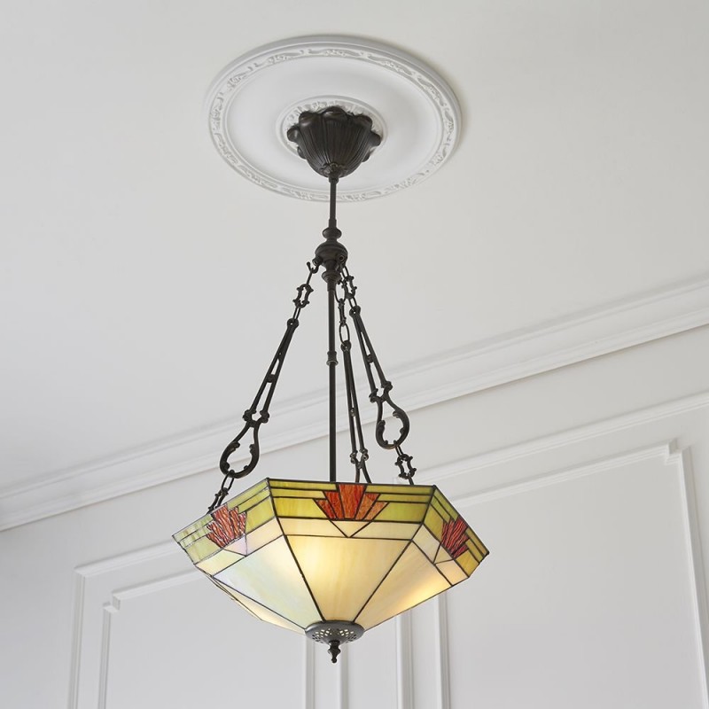 Ceiling Lights - Nevada - Tiffany Glass & Dark Bronze 3 Light Pendant Interiors1900-70739 - Nevada - Tiffany Glass & Dark Bronze 3 Light Pendant
