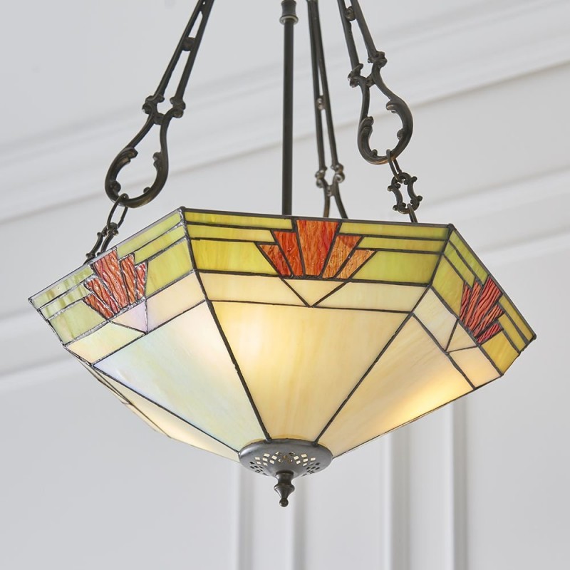 Ceiling Lights - Nevada - Tiffany Glass & Dark Bronze 3 Light Pendant Interiors1900-70739 - Nevada - Tiffany Glass & Dark Bronze 3 Light Pendant
