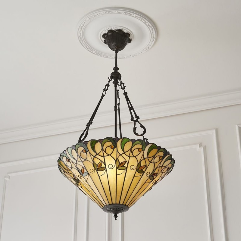 Ceiling Lights - Jamelia - Tiffany Glass & Dark Bronze Large Pendant Interiors1900-70742 - Jamelia - Tiffany Glass & Dark Bronze Large Pendant