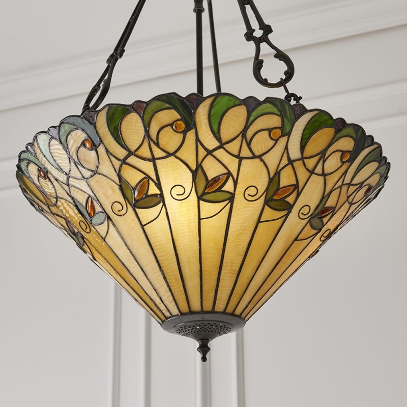 Ceiling Lights - Jamelia - Tiffany Glass & Dark Bronze Large Pendant Interiors1900-70742 - Jamelia - Tiffany Glass & Dark Bronze Large Pendant