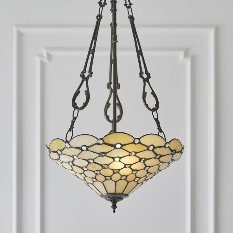 Ceiling Lights - Pearl - Tiffany Glass & Dark Bronze 3 Light Pendant Interiors1900-70743 - Pearl - Tiffany Glass & Dark Bronze 3 Light Pendant