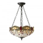 Dragonfly Beige - Tiffany Glass & Dark Bronze Pendant Dragonfly Beige - Tiffany Glass & Dark Bronze Pendant