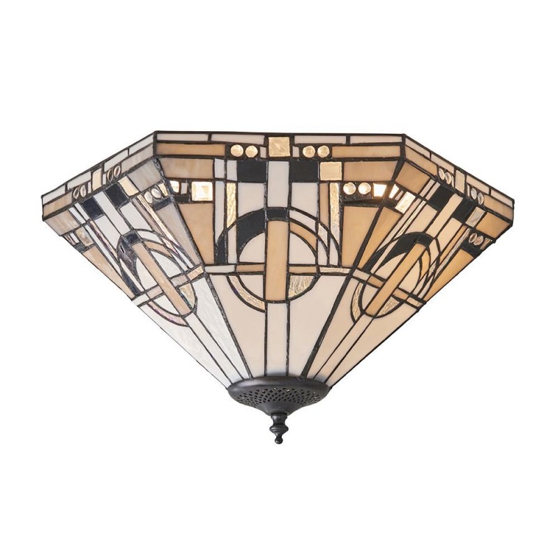 Interiors1900-70779 - Metropolitan - Tiffany Glass & Dark Bronze 2 Light Flush