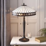 Fargo - Tiffany Glass & Dark Bronze 2 Light Table Lamp Fargo - Tiffany Glass & Dark Bronze 2 Light Table Lamp