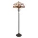 Interiors1900-70940 - Dragonfly Beige - Satin Black 2 Light Floor Lamp with Tiffany Glass