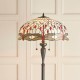 Interiors1900-70940 - Dragonfly Beige - Satin Black 2 Light Floor Lamp with Tiffany Glass